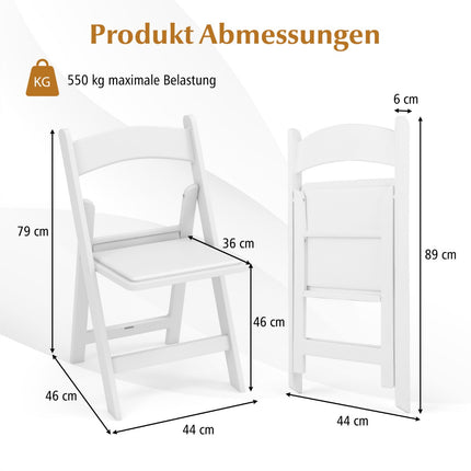 Resin Folding Chairs Set of 2, Weatherproof, Padded Seat