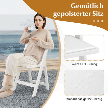 Resin Folding Chairs Set of 2, Weatherproof, Padded Seat