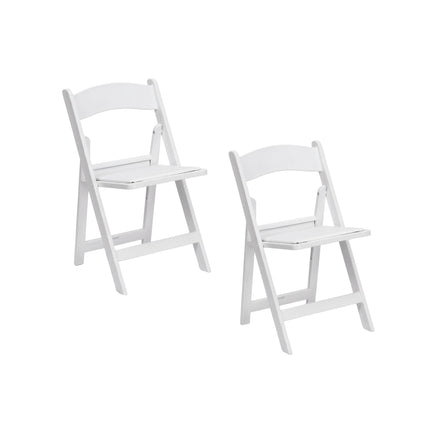 Resin Folding Chairs Set of 2, Weatherproof, Padded Seat