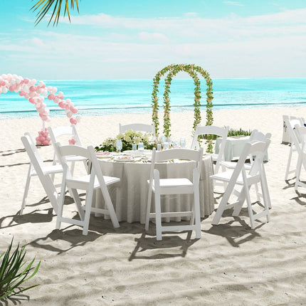Resin Folding Chairs Set of 2, Weatherproof, Padded Seat