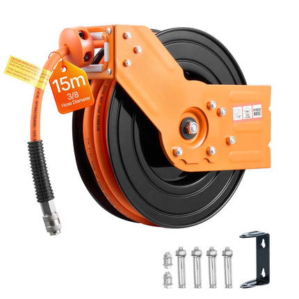 Retractable Air Hose Reel, 15 m 300 PSI, Auto Rewind