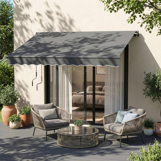 Gelenkarmmarkise, 10m², Dunkelgrau, Handkurbel