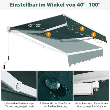 Gelenkarmmarkise 2,5x2m, UV- & wasserabweisend, Grün