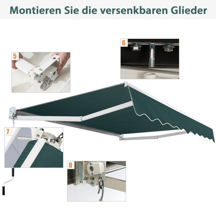 Gelenkarmmarkise 2,5x2m, UV- & wasserabweisend, Grün