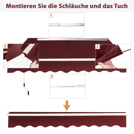 Retractable Awning, 2.5x2m, UV & Water Resistant, Red