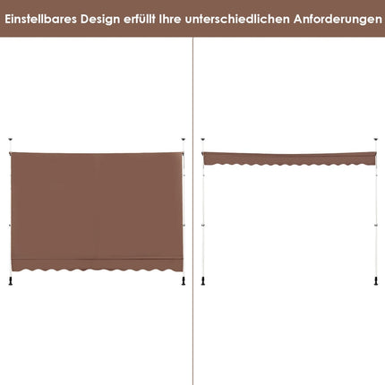 Gelenkarmmarkise 300cm, ohne Bohren, UV-beständig, Braun