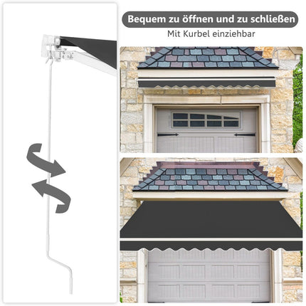 Retractable Awning, Aluminum, 3 x 2.5 m, Gray