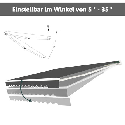 Retractable Awning, Aluminum, 3 x 2.5 m, Gray