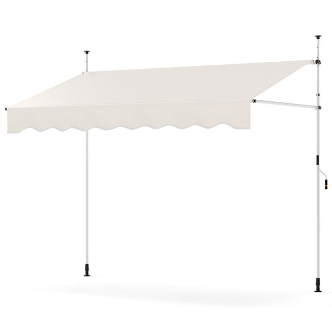 Ausfahrbare Markise, ohne Bohren, höhenverstellbar, 250 cm, Weiß