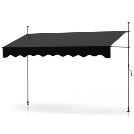 Retractable Awning, No-Drill, Adjustable Height, 300cm, Black