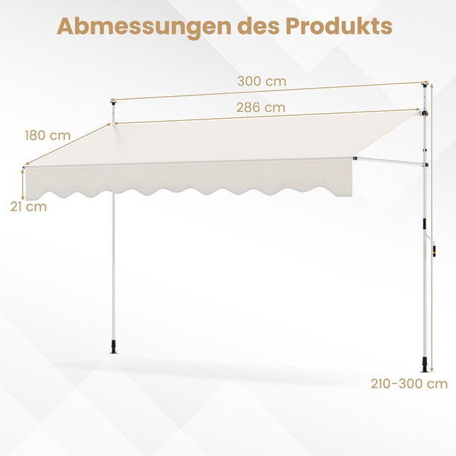 Gelenkarmmarkise, bohrfrei, höhenverstellbar, UV-beständig