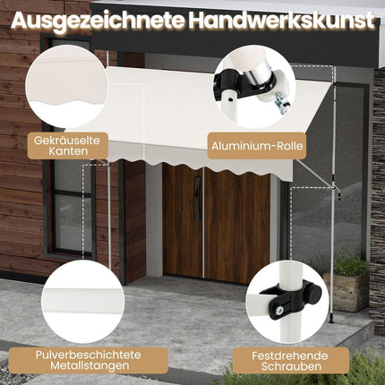 Zatahovací markýza, bez vrtání, nastavitelná výška, odolná vůči UV