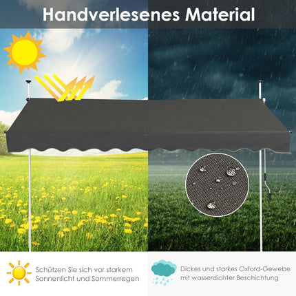 Retractable Awning, UV-Resistant, Adjustable, 300x120 cm, Gray