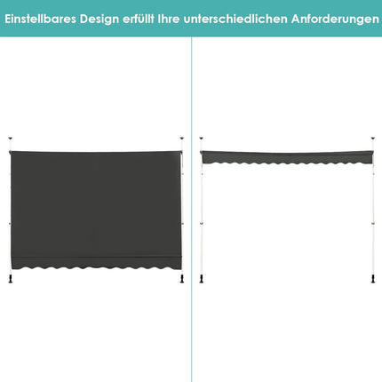 Retractable Awning, UV-Resistant, Adjustable, 300x120 cm, Gray