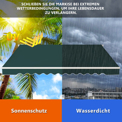 Gelenkarmmarkise mit Kurbel, 3x2,5m, Grün, Aluminium