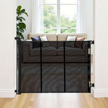 Retractable Baby Gate, 163 in Extra Wide, Black