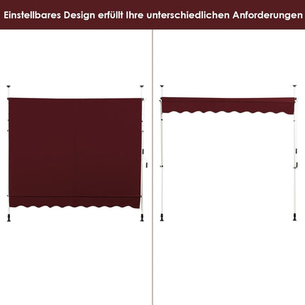 Ausfahrbare Balkonmarkise, 250 cm, UV-beständig, Rot