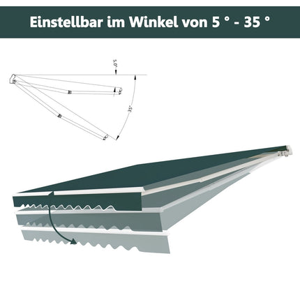 Ausfahrbare Balkonmarkise, 360x300 cm, Grün