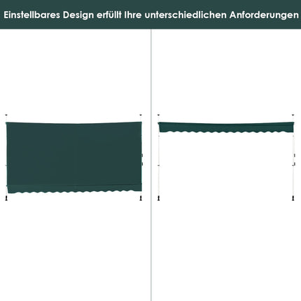 Ausziehbare Balkonmarkise, 400 cm, UV-beständig, Grün
