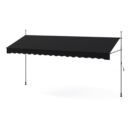 Retractable Balcony Awning, No-Drill, Adjustable Height, Black