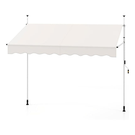 Retractable Balcony Awning, No-Drill, Adjustable Height, White