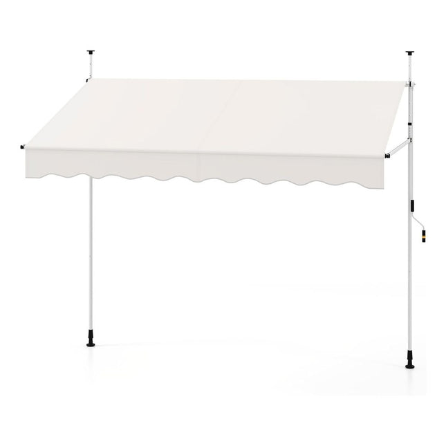 Retractable Balcony Awning, No-Drill, Adjustable Height, White