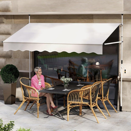 Retractable Balcony Awning, No-Drill, Adjustable Height, White