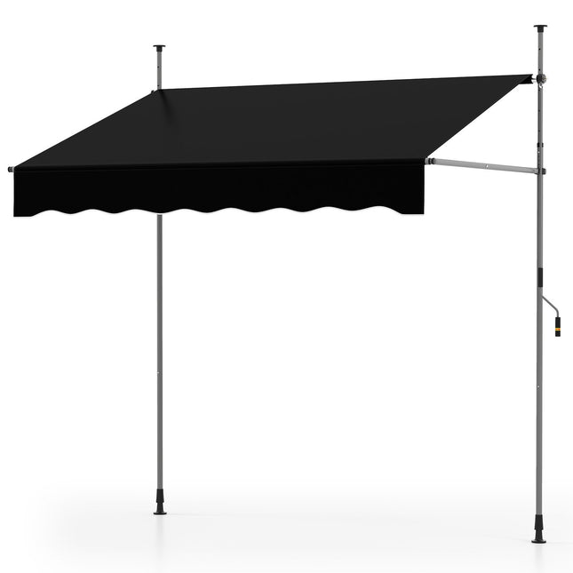 Ausziehbare Balkonmarkise, ohne Bohren, UV-beständig, 200 cm, Schwarz