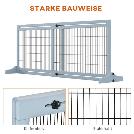 Einziehbares Hundegitter, Holz und Stahl, 180 cm breit