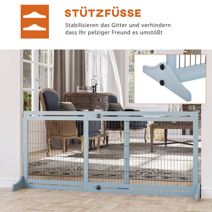 Einziehbares Hundegitter, Holz und Stahl, 180 cm breit