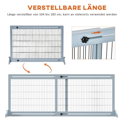 Einziehbares Hundegitter, Holz und Stahl, 180 cm breit
