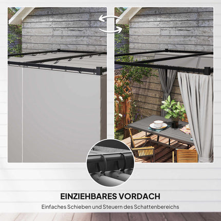 Retractable Freestanding Patio Canopy, Metal Frame, 300x300 cm