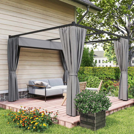 Retractable Freestanding Patio Canopy, Metal Frame, 300x300 cm