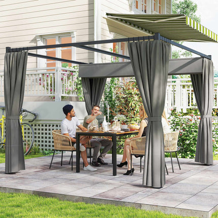 Retractable Freestanding Patio Canopy, Metal Frame, 300x300 cm