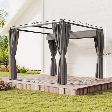 Retractable Freestanding Patio Canopy, Metal Frame, 300x300 cm