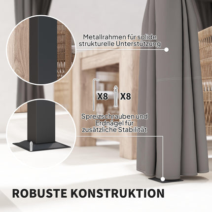 Retractable Freestanding Patio Canopy, Metal Frame, 300x300 cm