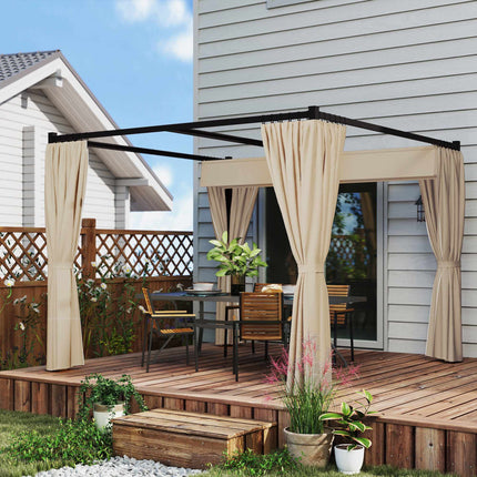 Ausziehbare freistehende Terrassenüberdachung, Metallrahmen, Beige