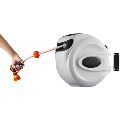 Retractable Garden Hose Reel, 131 ft Wall Mount, 180-Degree