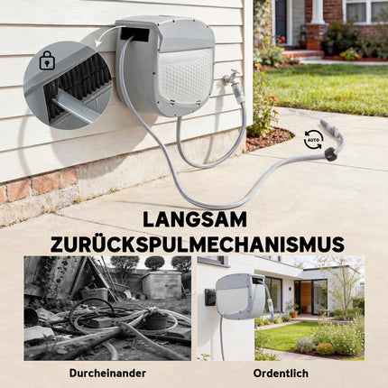 Samonavíjecí naviják zahradní hadice s nástěnným držákem, hadice 20 m