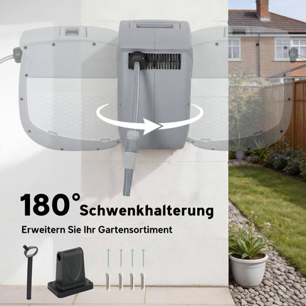 Einziehbarer Gartenschlauchwagen mit Wandhalterung, 30m Länge