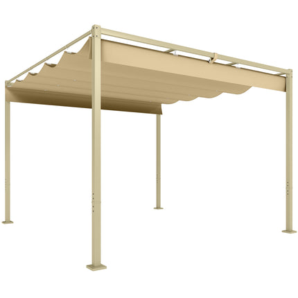 Zatahovací zahradní pergola, 3x3 m, khaki, střecha UPF30+
