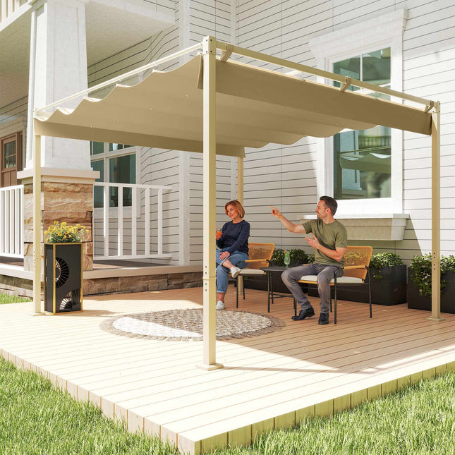 Einziehbare Gartenpergola, 3x3m, Khaki, UPF30+ Dach