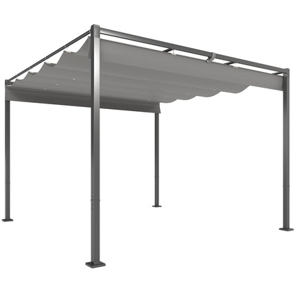Retractable Garden Pergola with Canopy, 3x3m, Gray