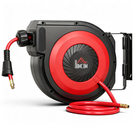 Retractable Hose Reel, 16.5m Length, Wall Mount, Red/Black