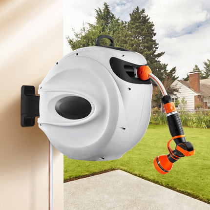 Retractable Hose Reel, Wall-Mounted 20m, 180 Swivel