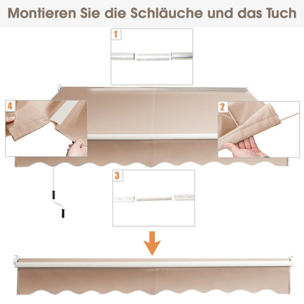 Einziehbare Markise, Wasserabweisendes Polyester, 295x250 cm, Beige