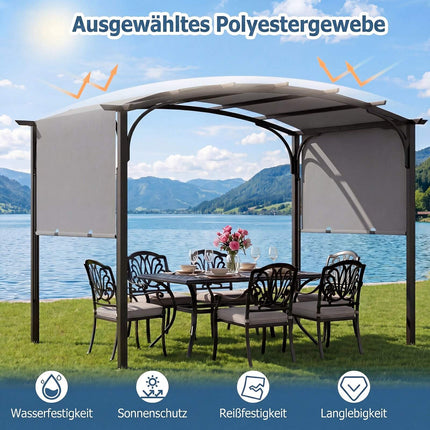Retractable Outdoor Pergola, 305x242 cm, Grey Fabric