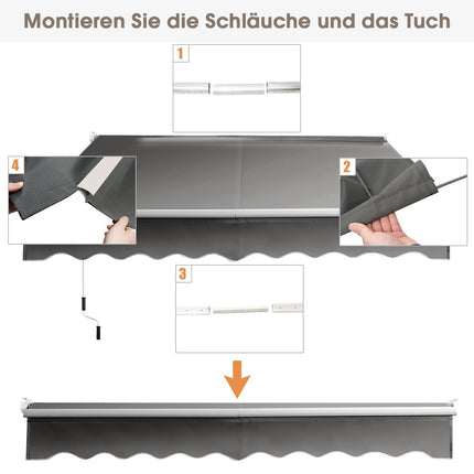 Retractable Patio Awning, 295x250 cm, Grey, Aluminum