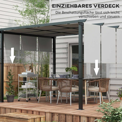 Retractable Pergola 3x3.5m, Steel Frame, UV Protection