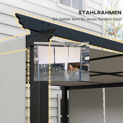 Retractable Pergola 3x3.5m, Steel Frame, UV Protection